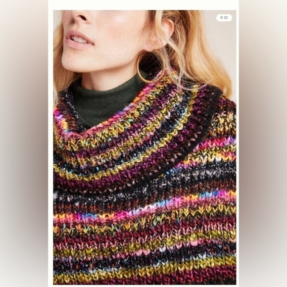 ANTHROPOLOGIE Piera Knit Turtleneck Poncho Sweater - Picture 4 of 12
